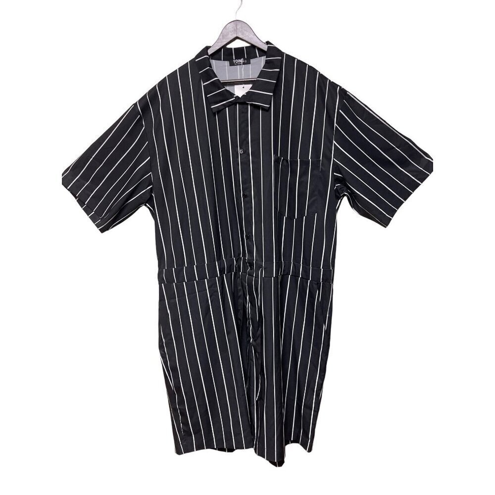 NEW! Yoins Black White Stripe Jumpsuit Romper Short Sleeve Women's Plus Size 5X